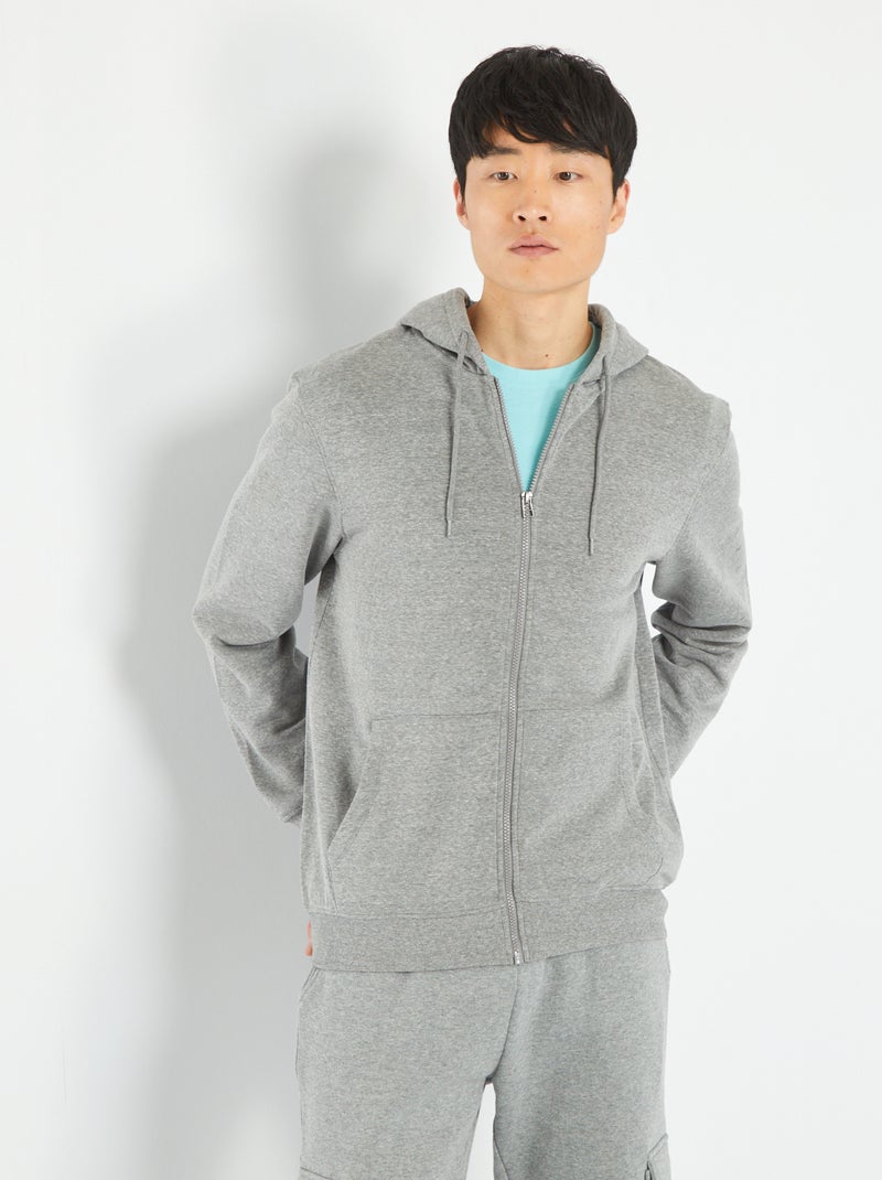 Hoodie met rits GRIJS - Kiabi