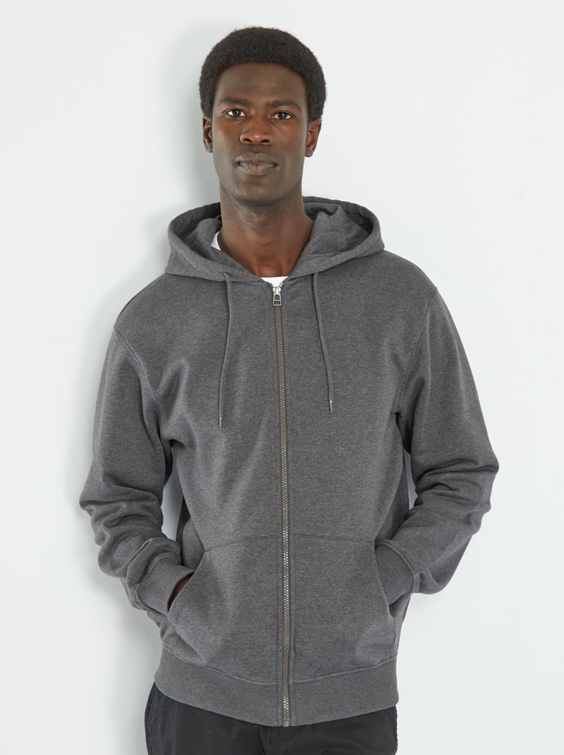 Hoodie met rits GRIJS - Kiabi