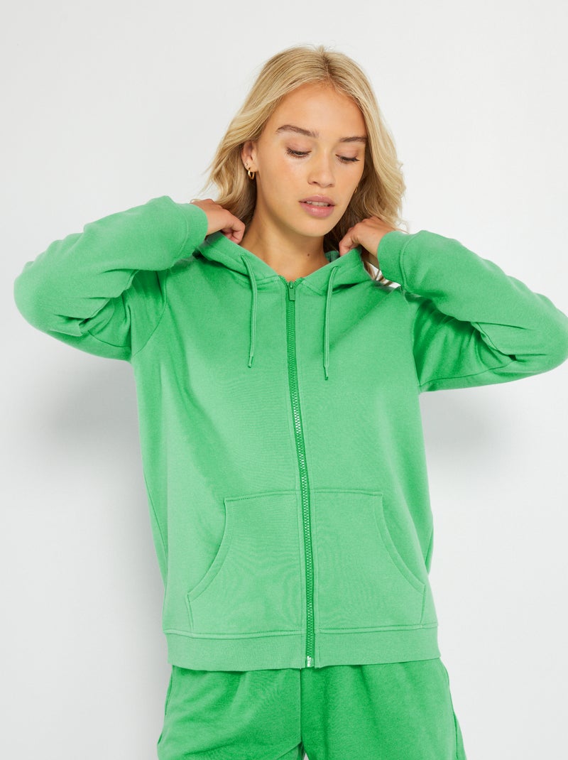 Hoodie met rits GROEN - Kiabi
