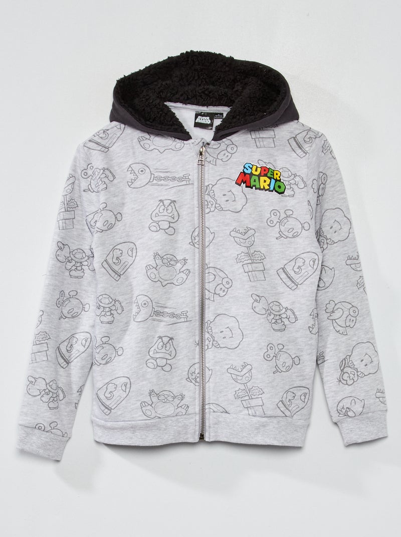 Hoodie met rits 'Mario' 'Nintendo' GRIJS - Kiabi