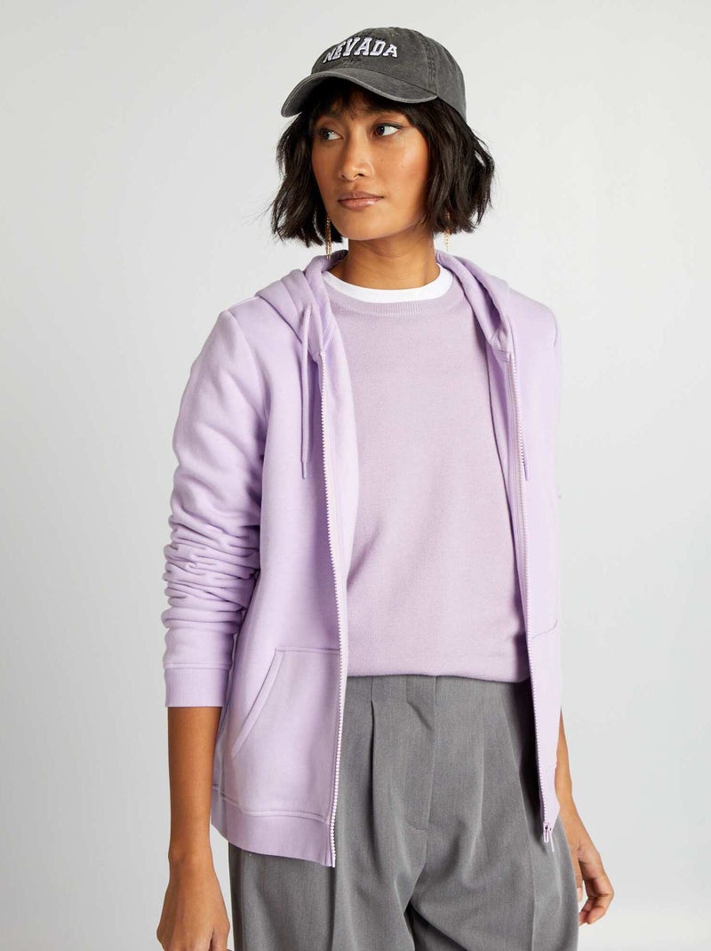 Hoodie met rits paars - Kiabi
