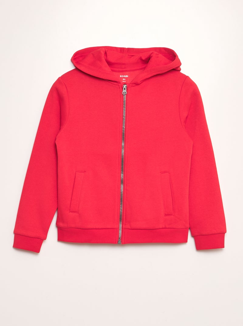 Hoodie met rits ROOD - Kiabi