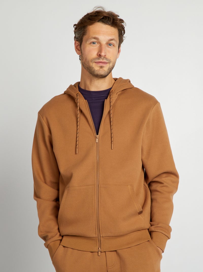 Hoodie met rits van piquétricot BIEGE - Kiabi