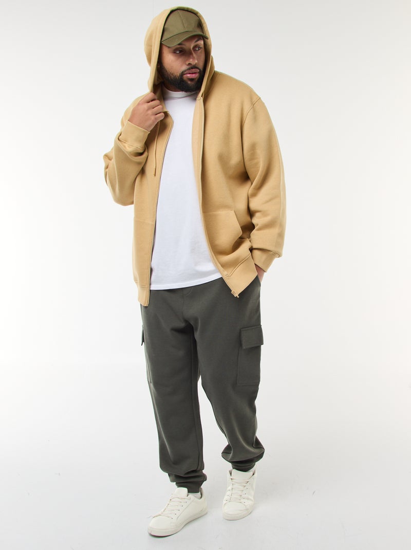 Hoodie met ritssluiting Biege - Kiabi