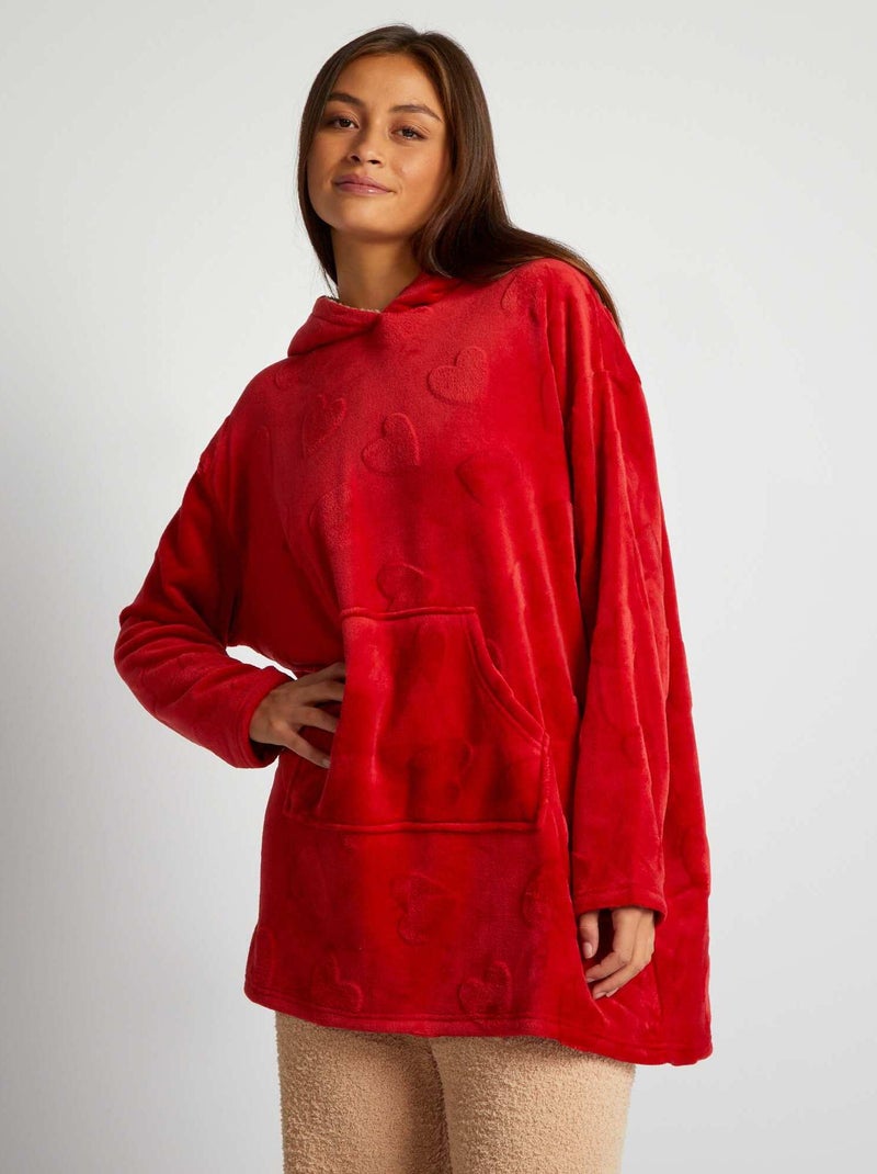 Hoodie met schapenvacht effect ROOD - Kiabi