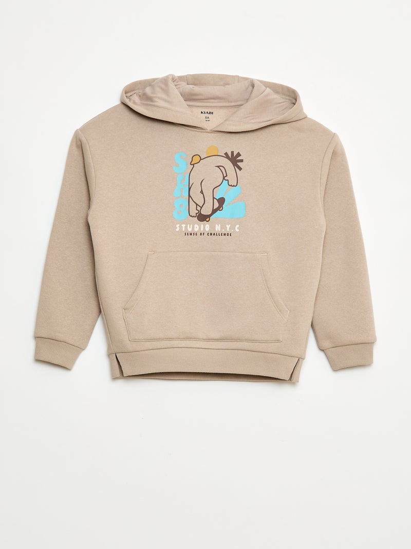 Hoodie met skateprint Biege - Kiabi
