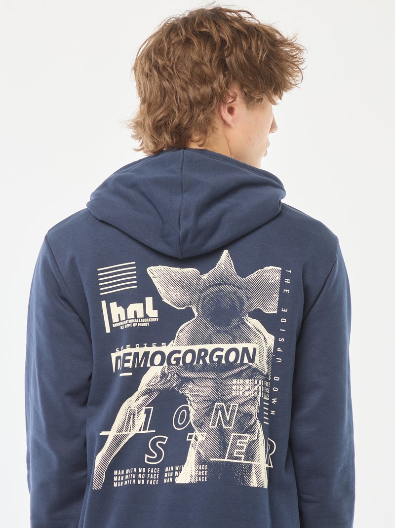 Hoodie met Stranger Things-print voor en achter Blauw - Kiabi