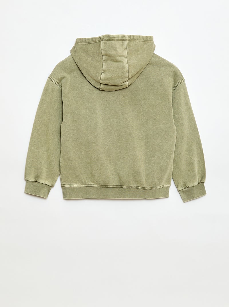 Hoodie met verwassen effect Kaki - Kiabi