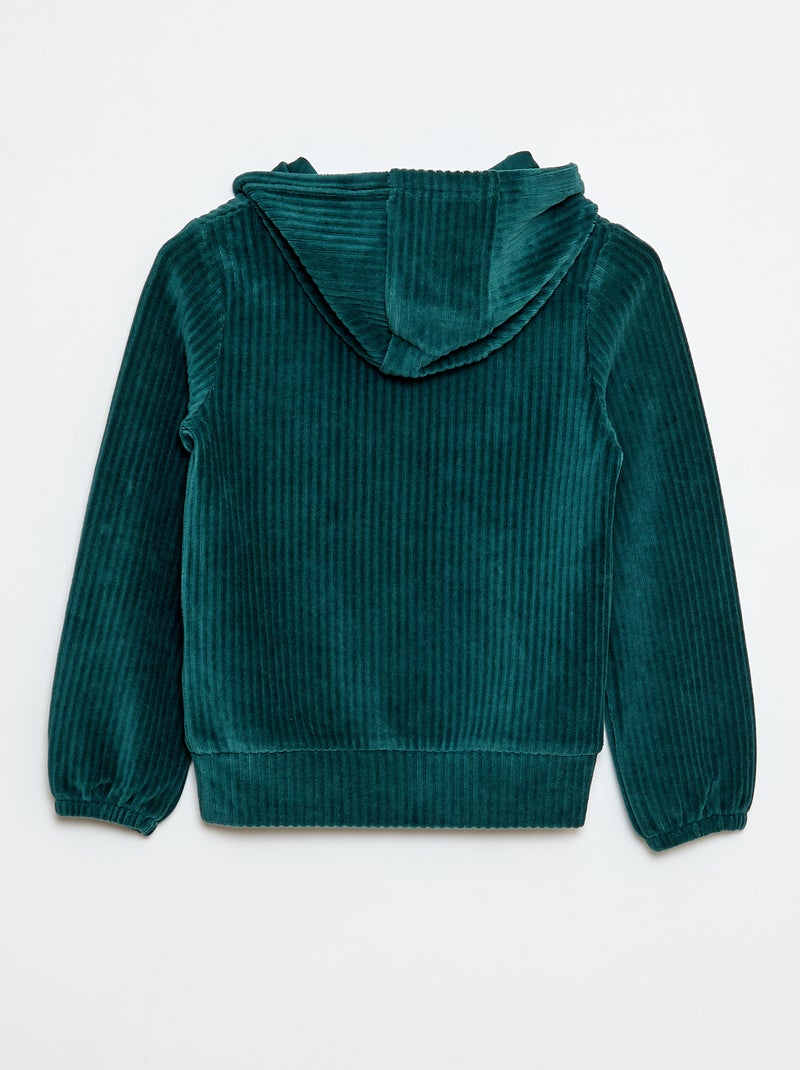 Hoodie van corduroy Groen - Kiabi