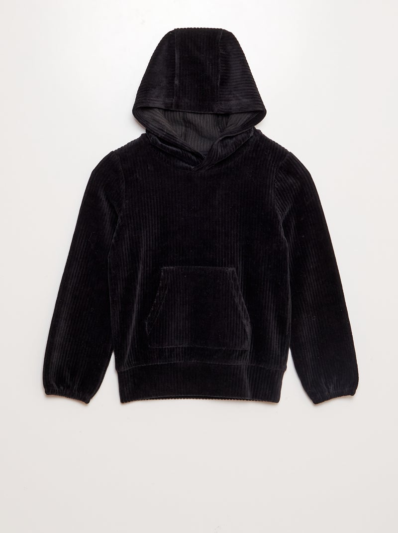 Hoodie van corduroy zwart - Kiabi