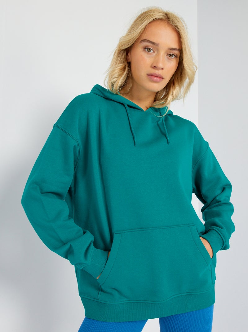 Hoodie van effen joggingstof GROEN - Kiabi