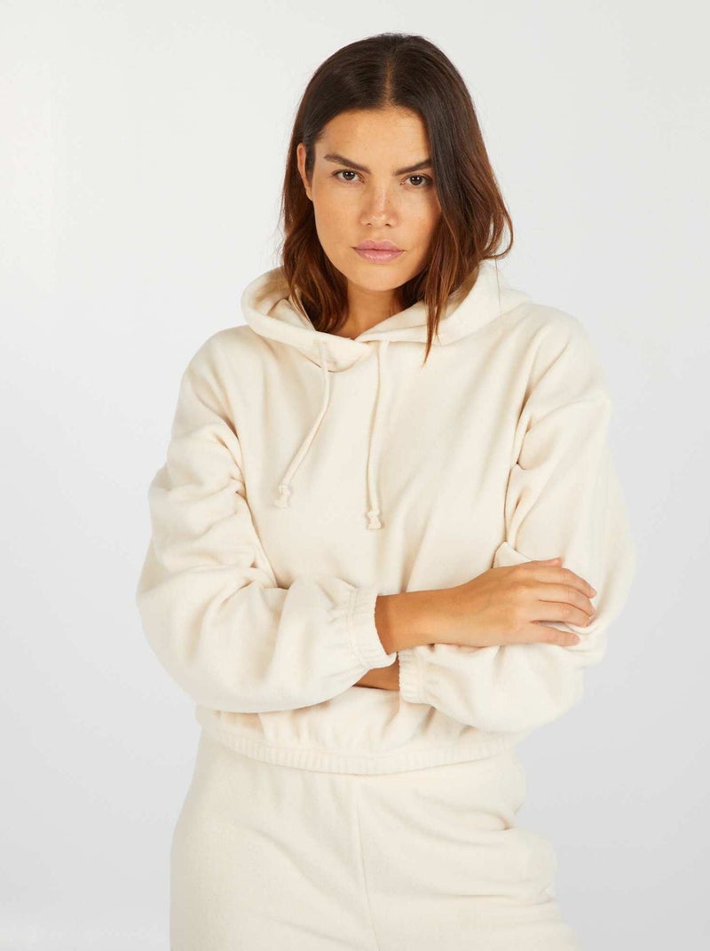 Hoodie van fleece WIT - Kiabi