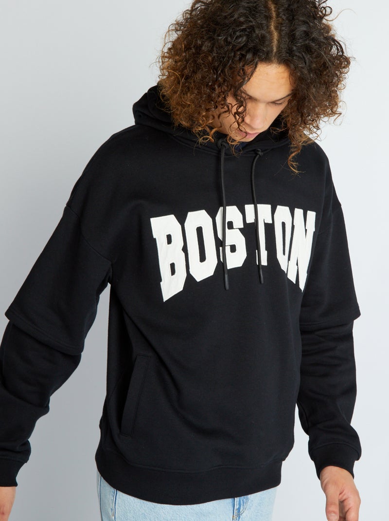 Hoodie van joggingstof 'Boston' zwart - Kiabi