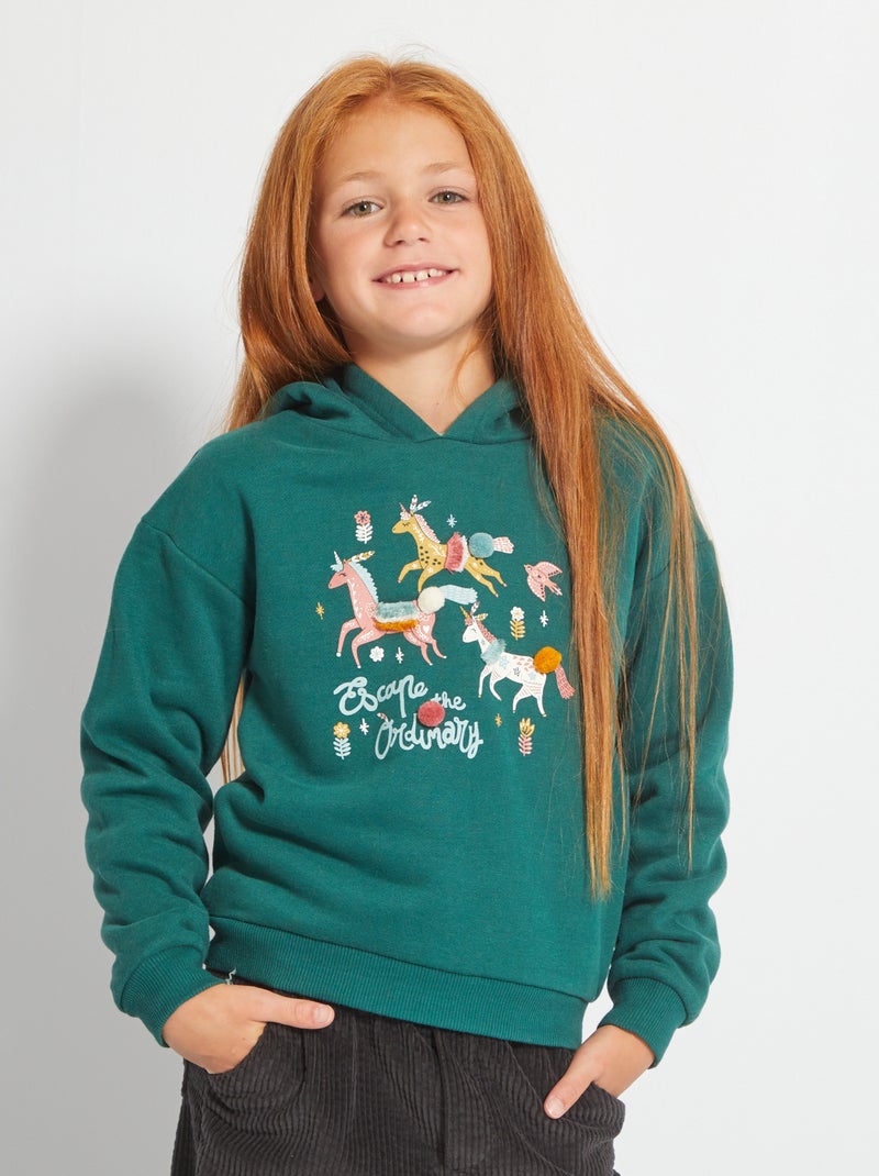 Hoodie van joggingstof GROEN - Kiabi