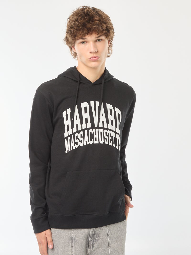 Hoodie van joggingstof met Harvard-print voor en achter zwart - Kiabi