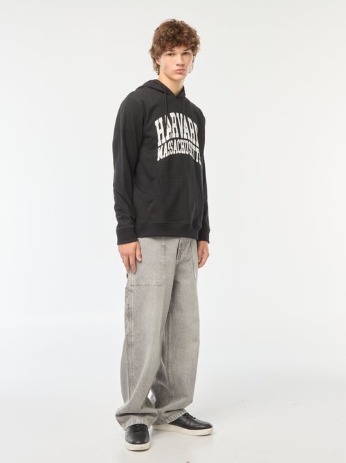 Hoodie van joggingstof met Harvard-print voor en achter - Kiabi