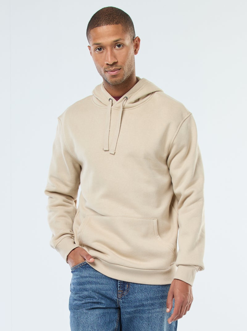 Hoodie van joggingstof met kangaroezak Biege - Kiabi