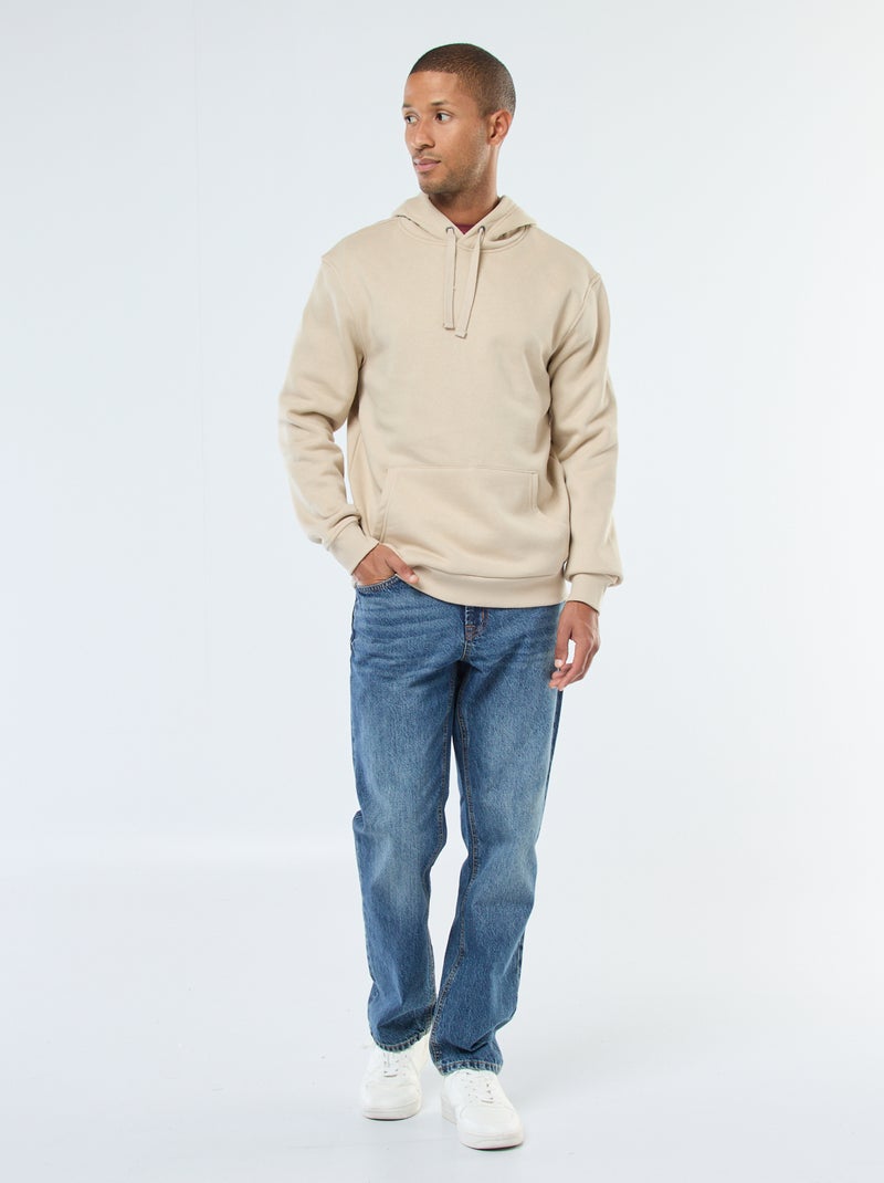 Hoodie van joggingstof met kangaroezak Biege - Kiabi