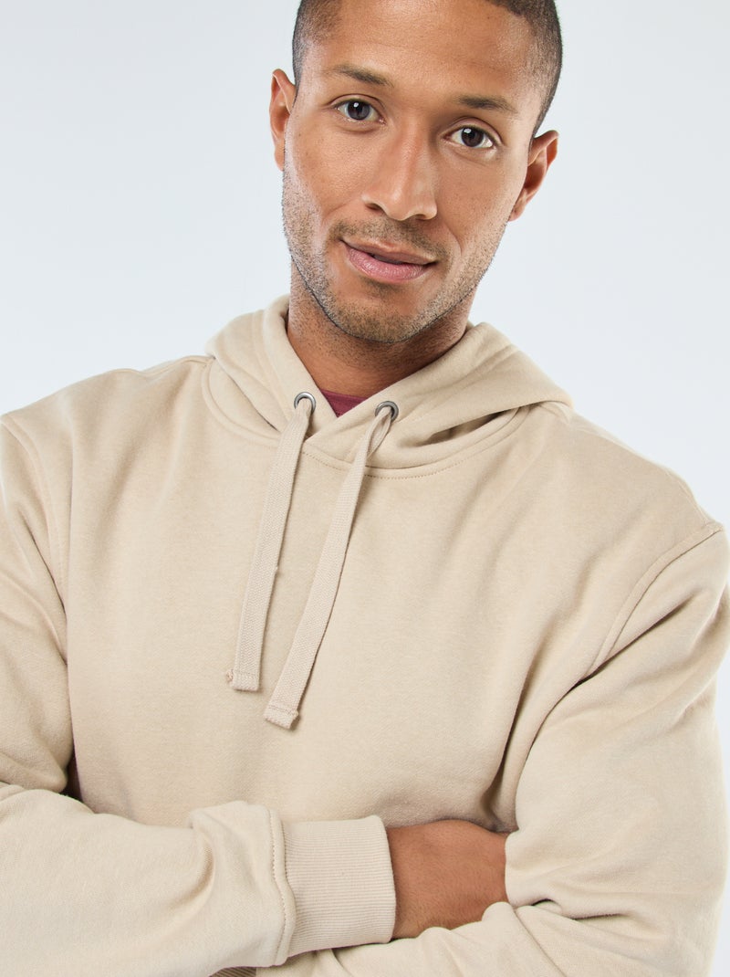 Hoodie van joggingstof met kangaroezak Biege - Kiabi