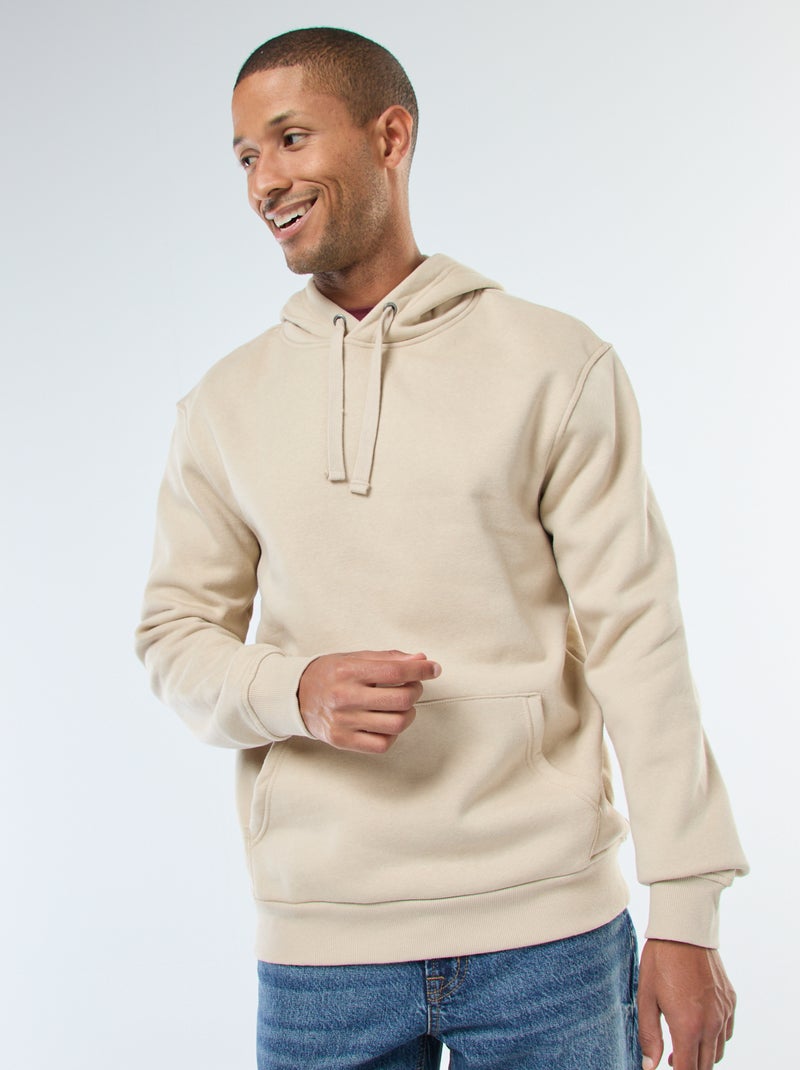 Hoodie van joggingstof met kangaroezak Biege - Kiabi