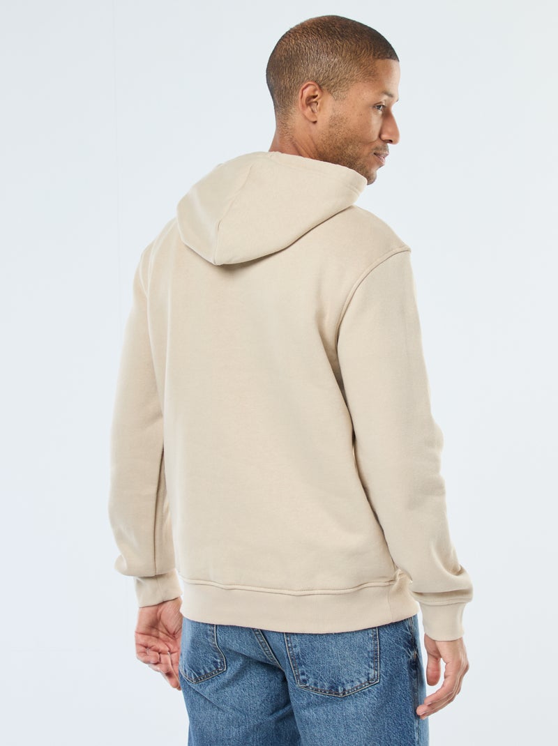 Hoodie van joggingstof met kangaroezak Biege - Kiabi