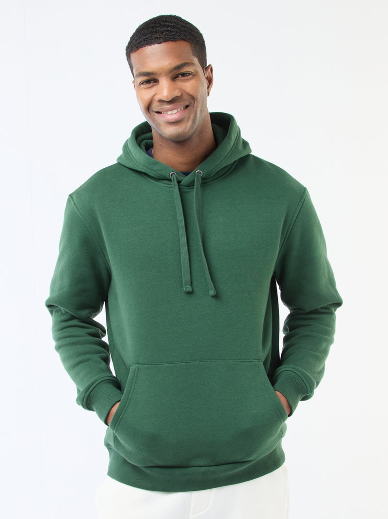 Hoodie van joggingstof met kangaroezak Groen - Kiabi