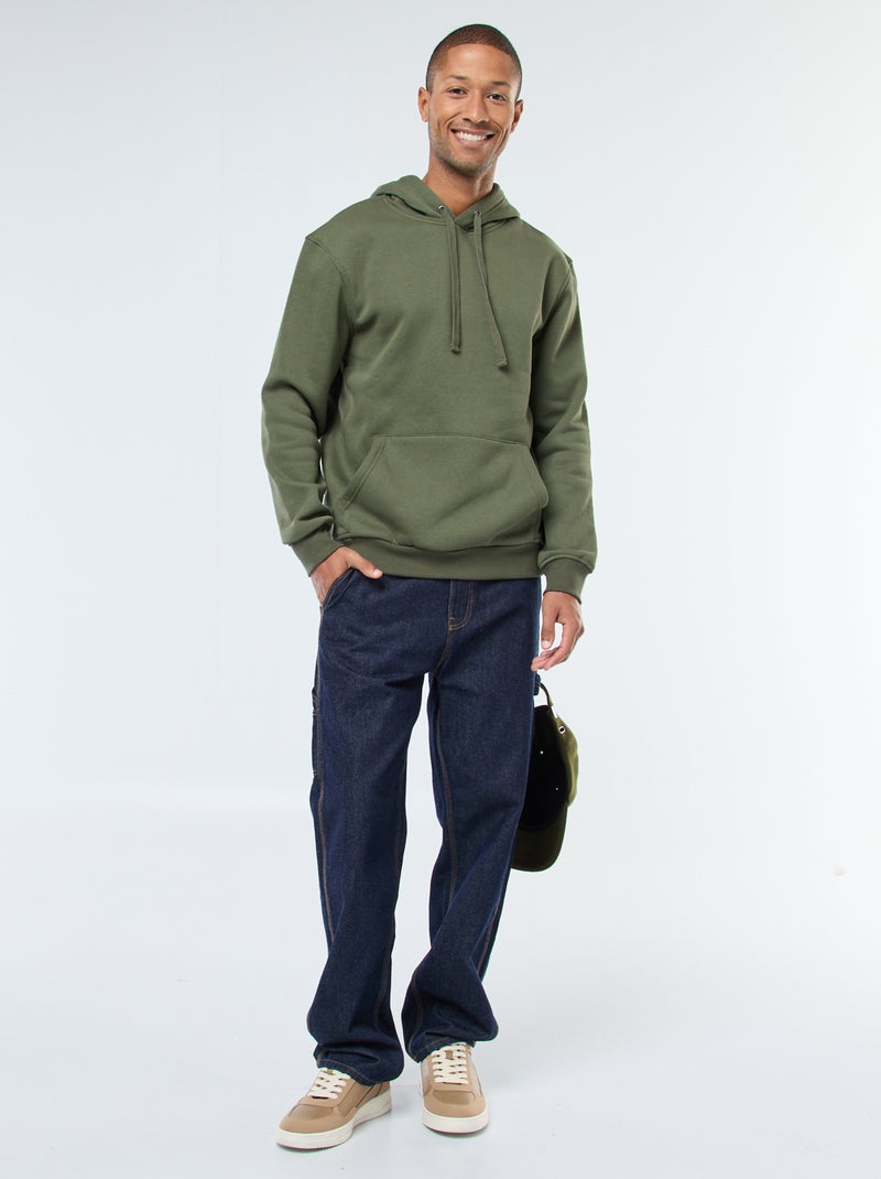 Hoodie van joggingstof met kangaroezak Groen - Kiabi