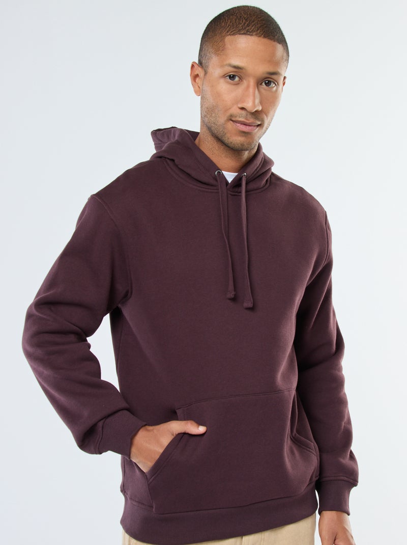 Hoodie van joggingstof met kangaroezak Paars - Kiabi