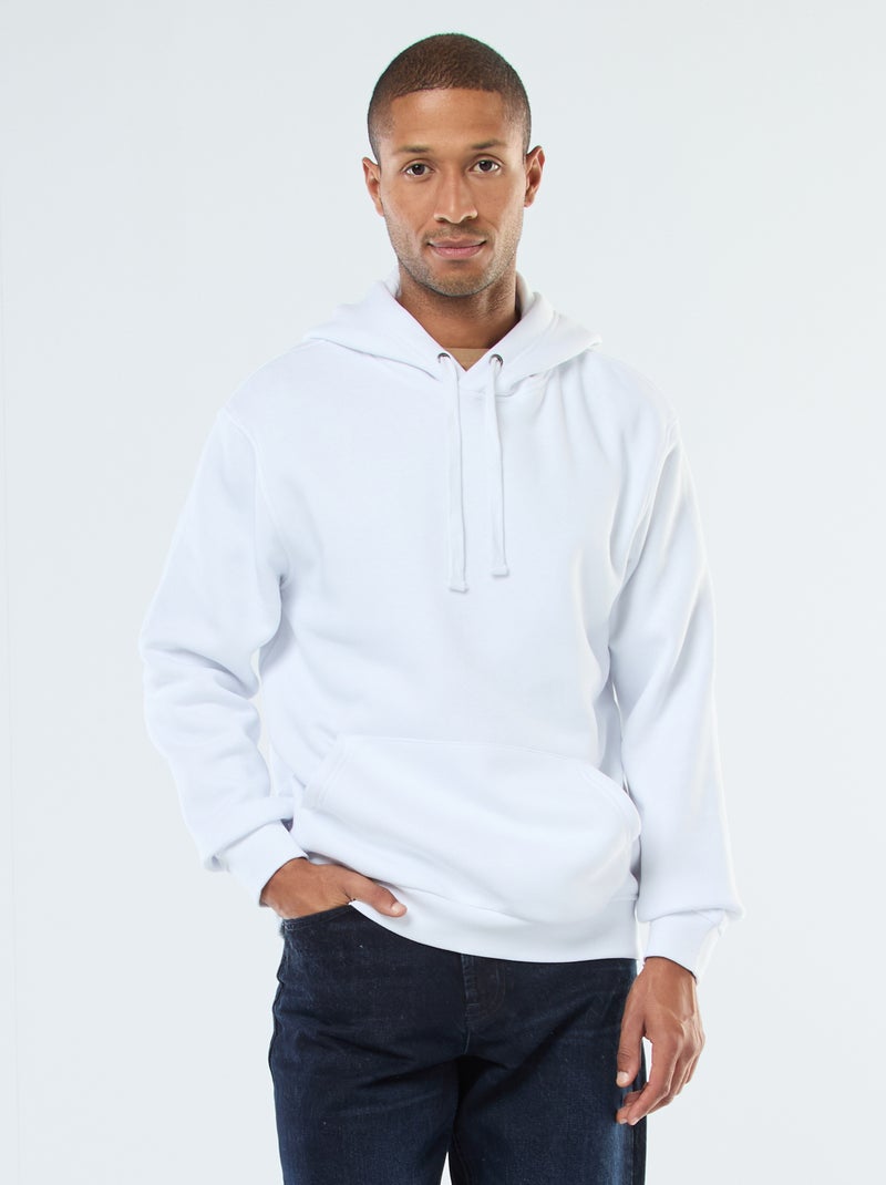 Hoodie van joggingstof met kangaroezak wit - Kiabi
