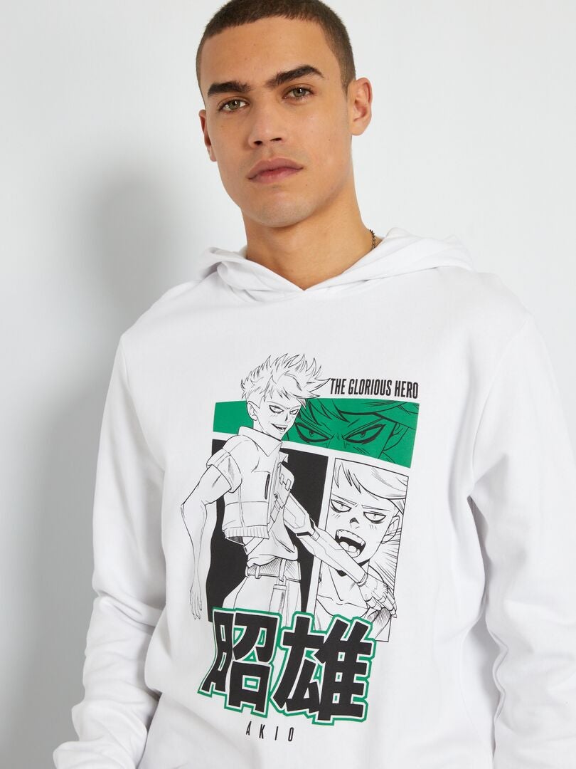 Hoodie van joggingstof met print WIT - Kiabi