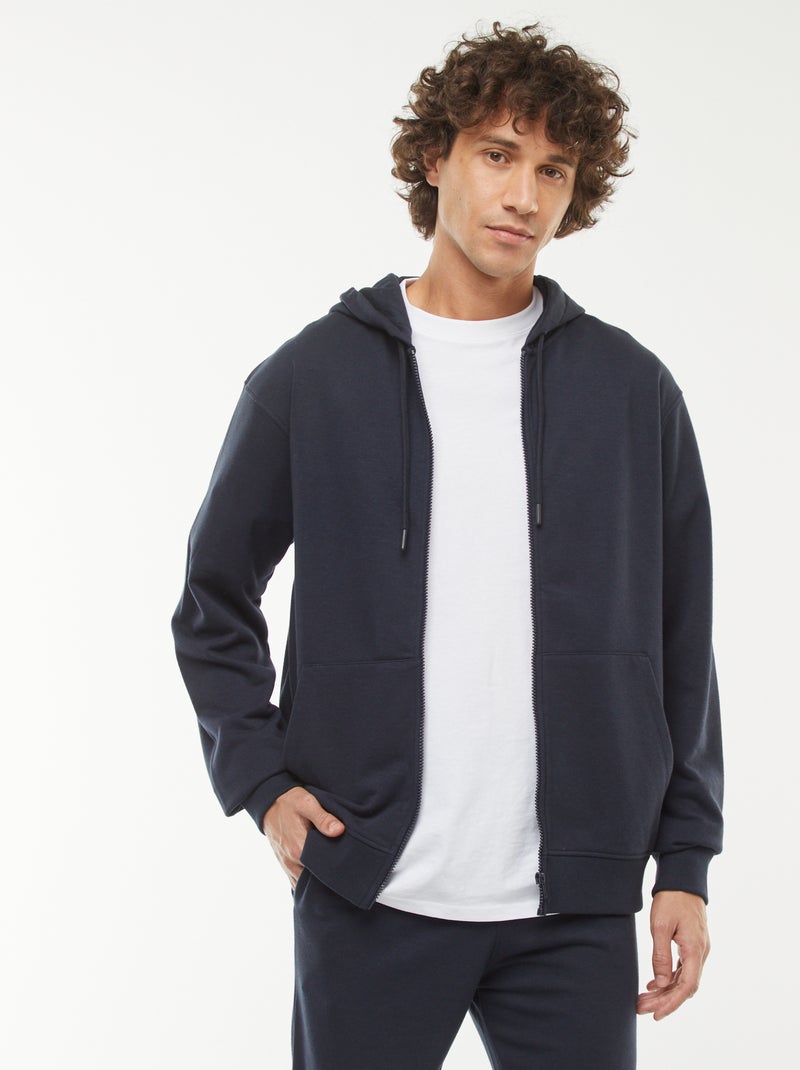 Hoodie van joggingstof met rits Blauw - Kiabi