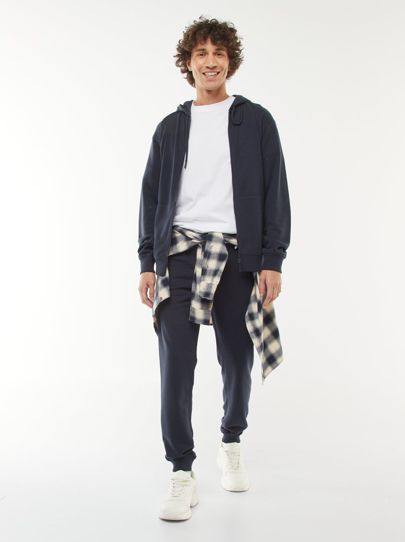 Hoodie van joggingstof met rits Blauw - Kiabi