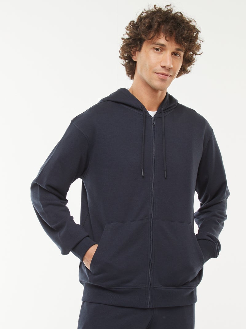 Hoodie van joggingstof met rits Blauw - Kiabi