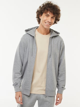 Hoodie van joggingstof met rits