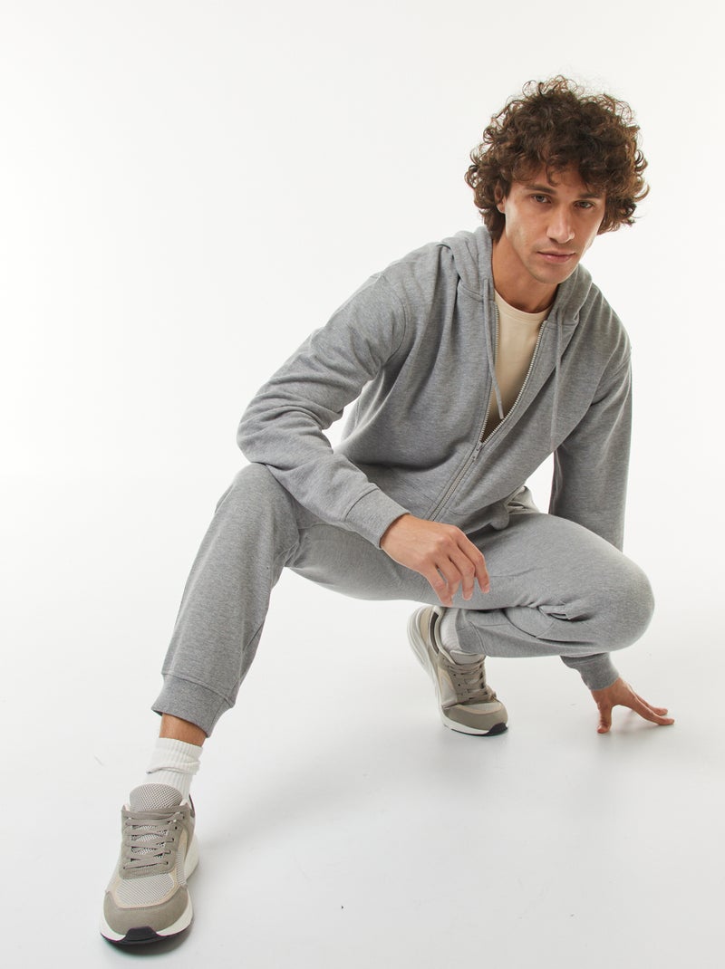 Hoodie van joggingstof met rits Grijs - Kiabi