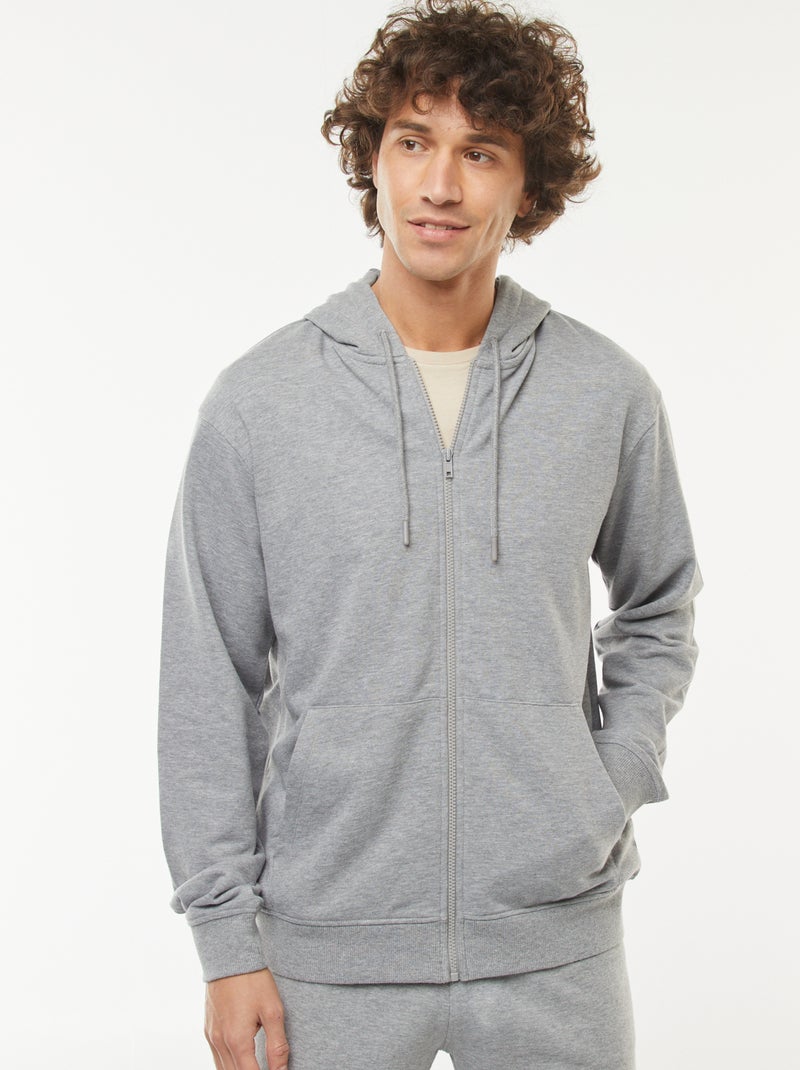 Hoodie van joggingstof met rits Grijs - Kiabi