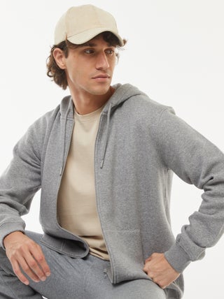 Hoodie van joggingstof met rits