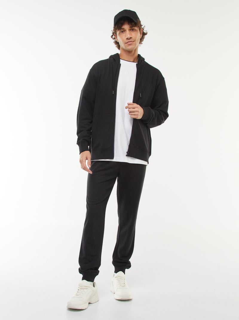 Hoodie van joggingstof met rits zwart - Kiabi