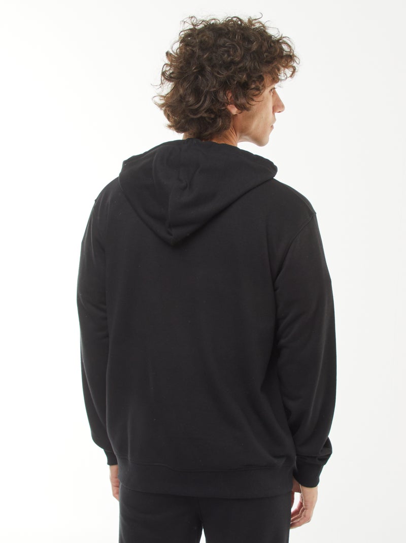 Hoodie van joggingstof met rits zwart - Kiabi