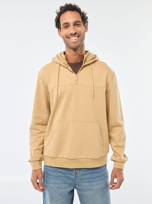 Hoodie van joggingstof met ritsje aan de hals - Kiabi