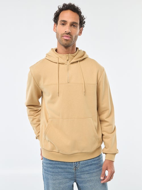 Hoodie van joggingstof met ritsje aan de hals - Kiabi