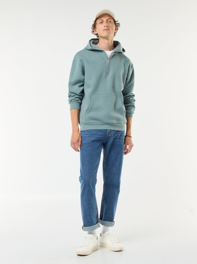 Hoodie van joggingstof met ritsje aan de hals Blauw - Kiabi