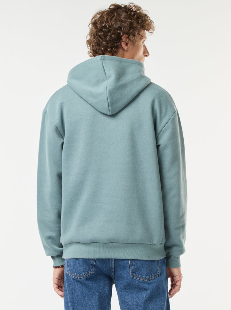 Hoodie van joggingstof met ritsje aan de hals Blauw - Kiabi