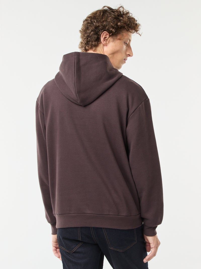 Hoodie van joggingstof met ritsje aan de hals bruin - Kiabi