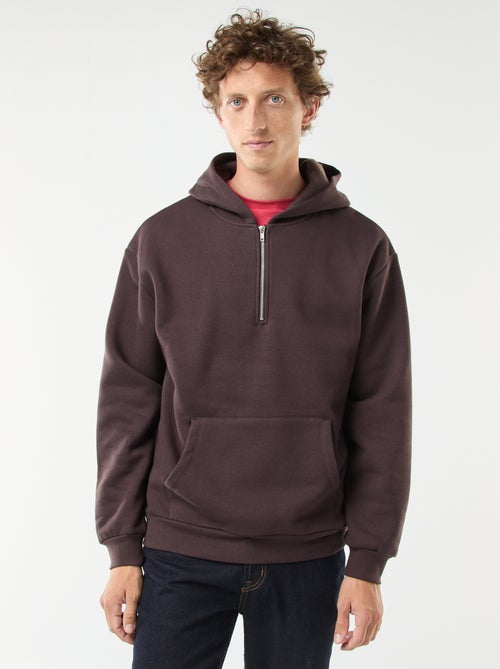 Hoodie van joggingstof met ritsje aan de hals - Kiabi