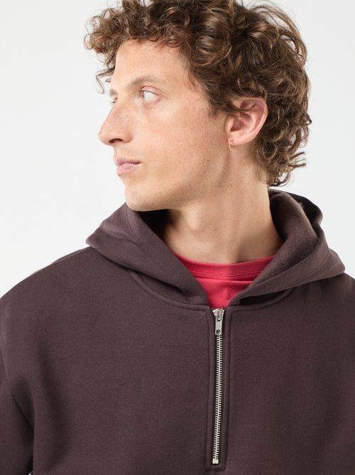 Hoodie van joggingstof met ritsje aan de hals - Kiabi