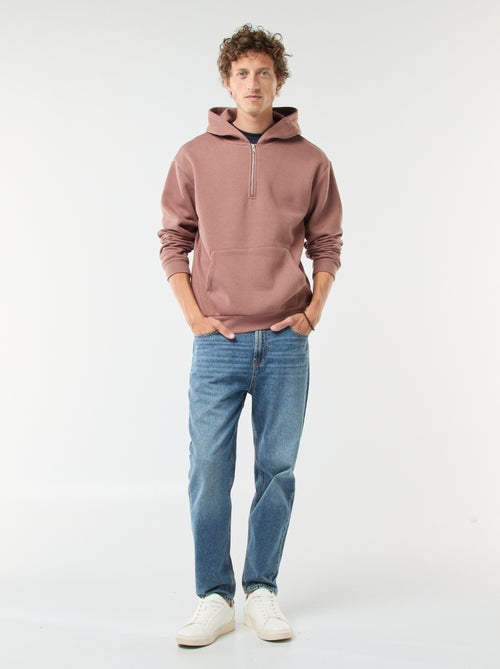 Hoodie van joggingstof met ritsje aan de hals - Kiabi