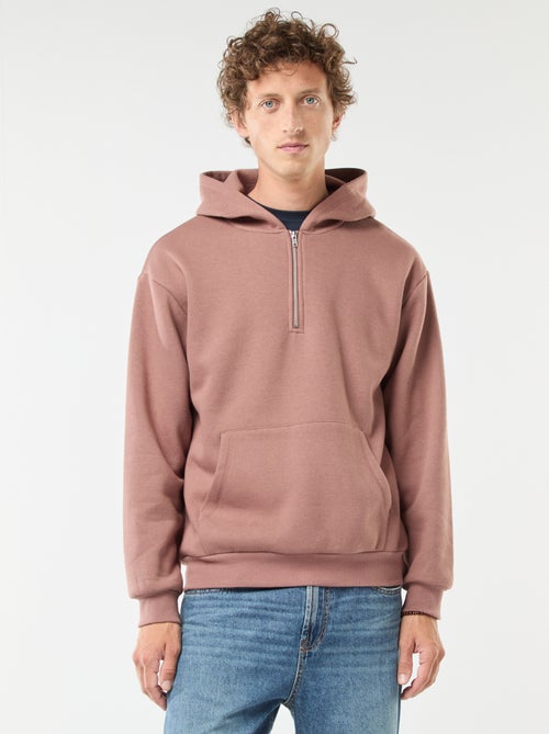 Hoodie van joggingstof met ritsje aan de hals - Kiabi