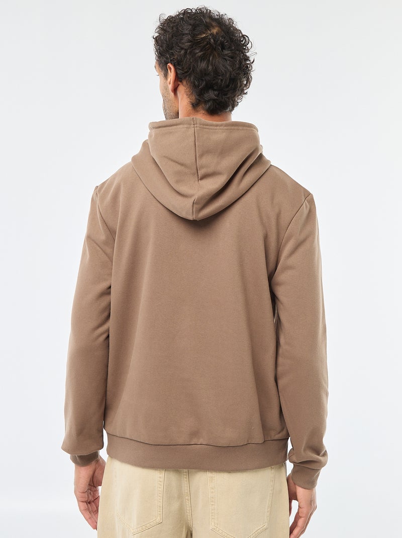 Hoodie van joggingstof met ritsje aan de hals bruin - Kiabi