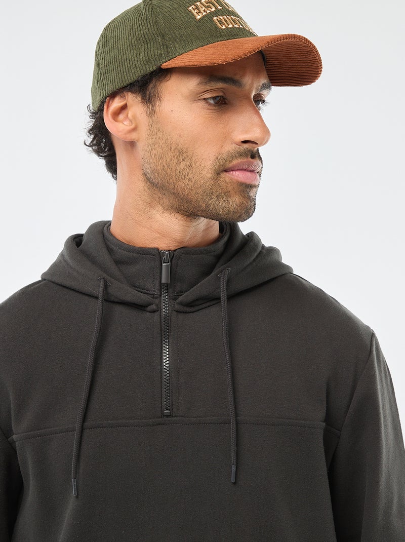 Hoodie van joggingstof met ritsje aan de hals Grijs - Kiabi